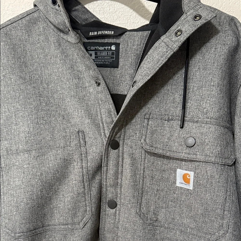 Carhartt Men's Charcoal Hooded Shirt Jacket